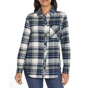 Gap Blue Plaid Relaxed Fit Flannel Long Sleeve Button Shirt Women’s Size Small